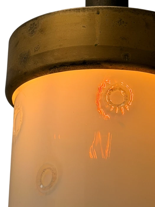 Mid-Century Modern Murano Pendant Lamp, Bronze & Milk Glass, 1960s